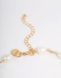 Gold Plated Freshwater Pearl Diamante Chain Pendant Necklace - link has visual effect only