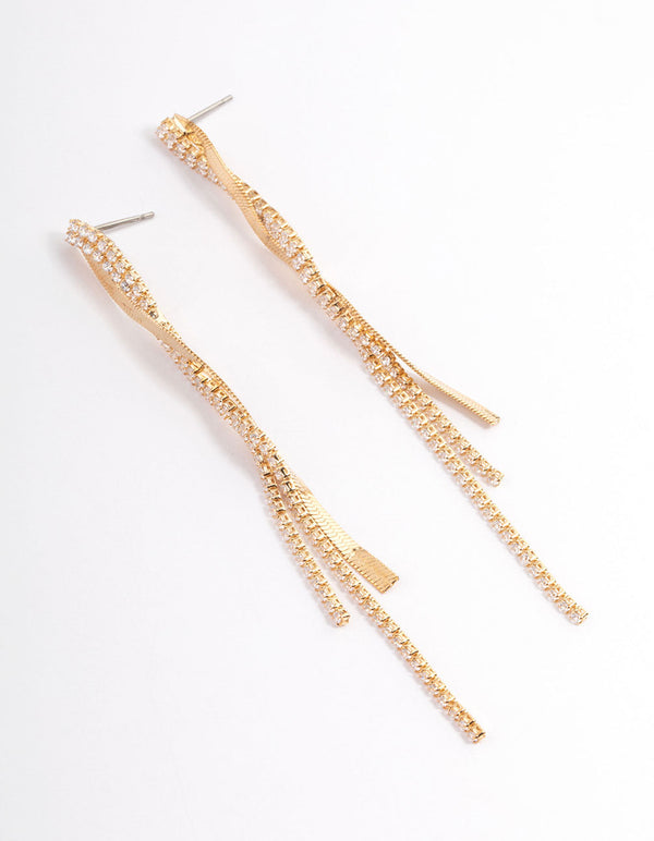 Gold Flat Snake Cupchain Drop Earrings - Lovisa