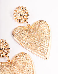 Gold Bold Etched Heart Earrings - link has visual effect only