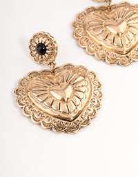 Gold Statement Heart Drop Earrings - link has visual effect only