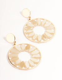 Gold Pointed Bead Flower Earrings - link has visual effect only