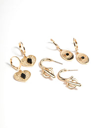 Gold Jet Cactus Earrings Set - link has visual effect only