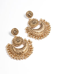 Gold Beaded Dangle Drop Earrings - link has visual effect only