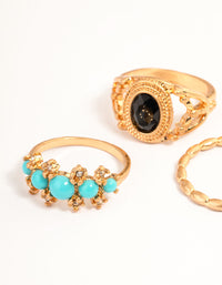 Gold Western Turquoise Ring Set - link has visual effect only