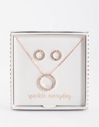 Rose Gold Diamante Open Circle Jewellery Set - link has visual effect only