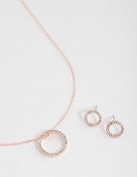 Rose Gold Diamante Open Circle Jewellery Set - link has visual effect only