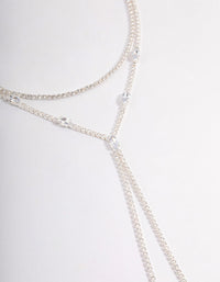 Silver Cubic Zirconia Double Row Spilt Y-Necklace - link has visual effect only