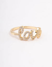 Gold Plated Love Script Ring - link has visual effect only