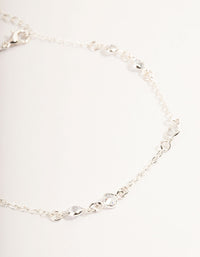 Silver Cubic Zirconia Station Anklet - link has visual effect only