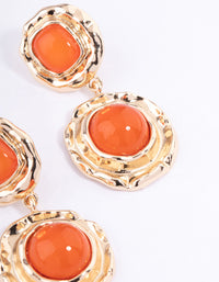 Worn Gold Vintage Molten Round Drop Earrings - link has visual effect only