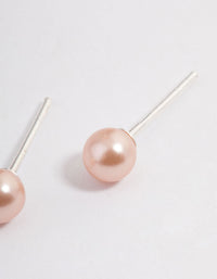 Sterling Silver Pink Pearl Stud Earrings - link has visual effect only