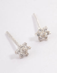 Sterling Silver Cubic Zirconia Flower Stud Earrings - link has visual effect only