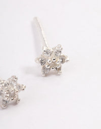 Sterling Silver Cubic Zirconia Flower Stud Earrings - link has visual effect only