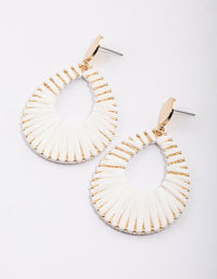 Gold Raffia Oval Drop Earrings - link has visual effect only