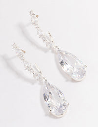 Silver Plated Cubic Zirconia Medium Drop Earrings - link has visual effect only