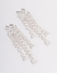 Silver Plated Cubic Zirconia Trio Drop Marquise Earrings - link has visual effect only