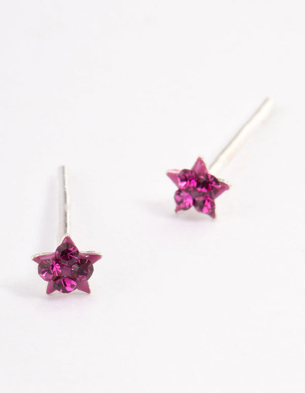 Sterling Silver Pave Star Stud Earrings