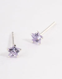 Sterling Silver Cubic Zirconia Star Stud Earrings - link has visual effect only