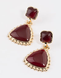 Gold Square Stone Triangle Drop Earrings - link has visual effect only