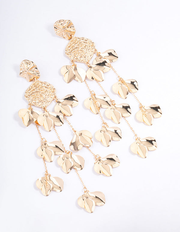 Gold Molten Statement Petal Drop Earrings