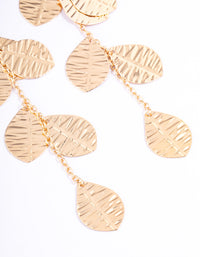 Gold Textured Layered Leaf Drop Earrings - link has visual effect only