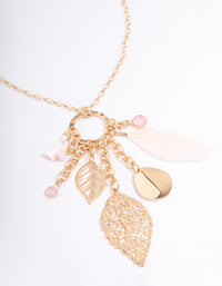 Gold Mixed Leaf Long Necklace - link has visual effect only