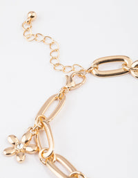 Gold Mixed Leaf Chain Bracelet - link has visual effect only