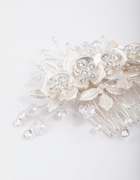 Silver Cubic Zirconia Floral Burst Hair Comb - link has visual effect only