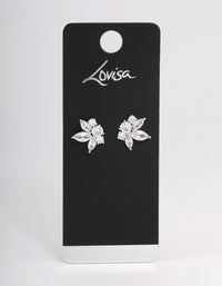 Rhodium Lotus Stud Earrings - link has visual effect only