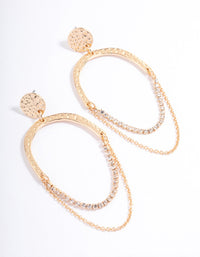 Gold Hammered Double Chain Drop Earrings - link has visual effect only