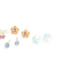 Pastel Enamel Charm Earrings 4-Pack - link has visual effect only