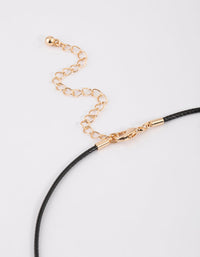 Pearl Pendant Gold Black Cord Necklace - link has visual effect only