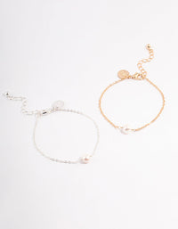 Gold & Silver Freshwater Pearl Bestie Bracelet Pack - link has visual effect only