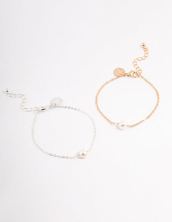 Gold & Silver Freshwater Pearl Bestie Bracelet Pack