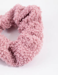 Pink Teddy Material Hair Scrunchie - link has visual effect only