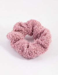 Pink Teddy Material Hair Scrunchie - link has visual effect only