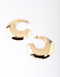 Gold Plated Brass Chubby Disc Hoop Earrings - link has visual effect only