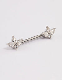 Surgical Steel Cubic Zirconia Double Marquise Nipple Piercing - link has visual effect only