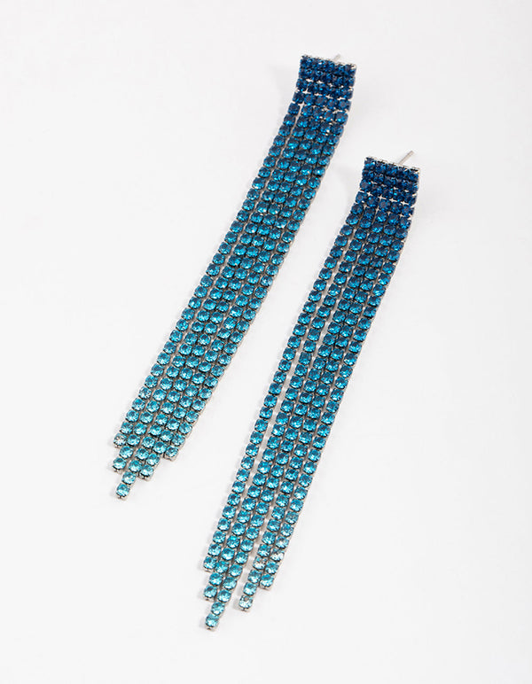 Coated Blue Graduated Colour Cup Chain Drop Earrings