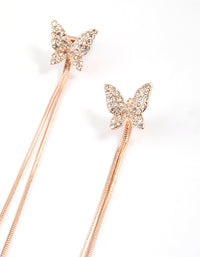 Rose Gold Diamante Butterfly Sandwich Drop Earrings - link has visual effect only