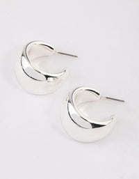 Silver Wide Chubby Hoop Earrings - link has visual effect only