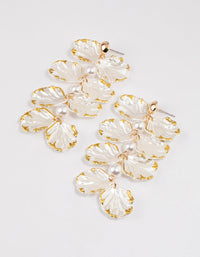 Gold Pearlised Petal Drop Earrings - link has visual effect only