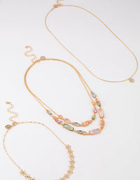 Gold Chunky Mixed Statement Double Layered Necklace - link has visual effect only