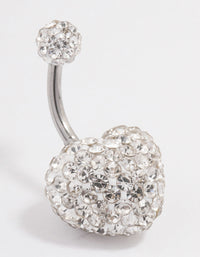 Surgical Steel Diamante Puffy Heart Belly Ring - link has visual effect only