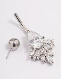 Surgical Steel Cubic Zirconia Pear Fan Belly Ring - link has visual effect only