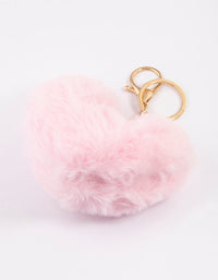 Kids Fabric Heart Pom Pom Key Ring - link has visual effect only