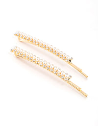 Gold Pearl & Diamante Hair Clip Pack - link has visual effect only