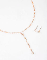 Rose Gold Y-Shaped Cupchain Necklace & Earring Set - link has visual effect only