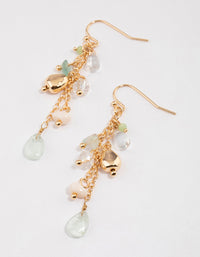 Gold Green Fluorite Tassel Drop Earrings - link has visual effect only