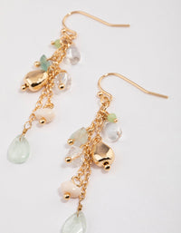 Gold Green Fluorite Tassel Drop Earrings - link has visual effect only